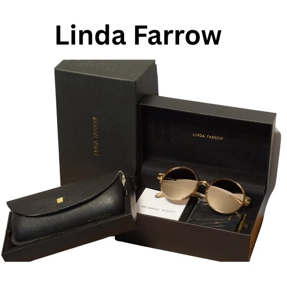 New Authentic Linda Farrow Round sunglasses & Mirror lens Retail $1,250 - Picture 1 of 7